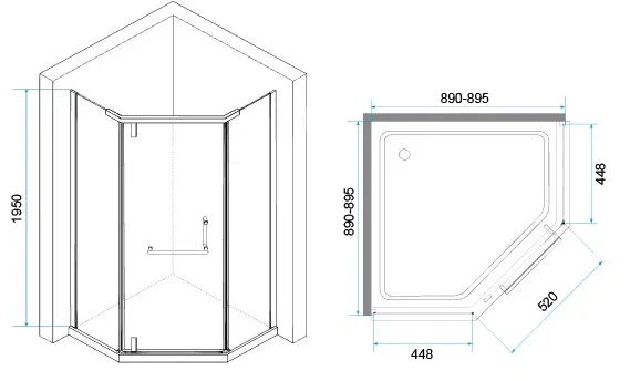 Душевой уголок RGW Hotel HO-081 90x90 профиль черный стекло тонированное 350608199-34 - 2