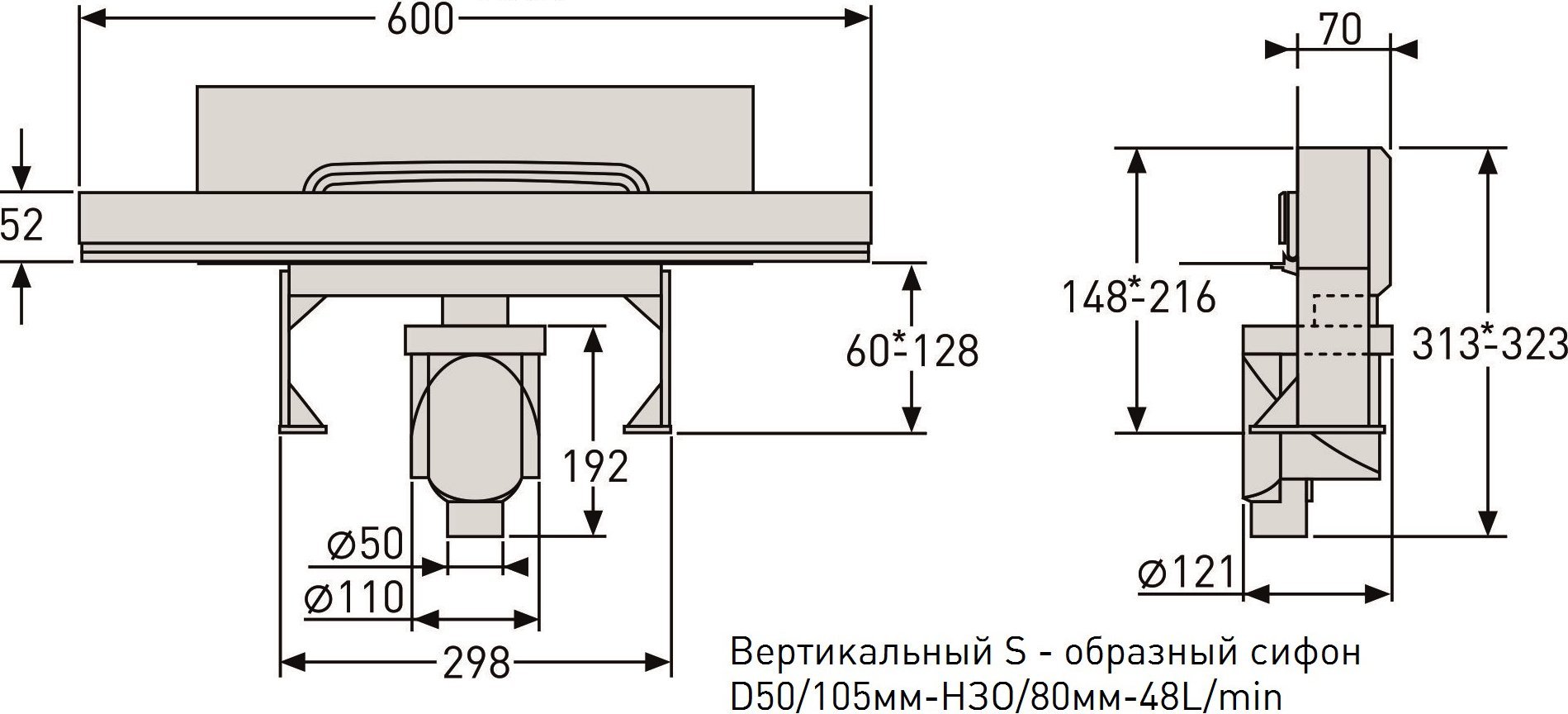 Душевой лоток Berges Wasserhaus Wall 60 см 091056 - 9