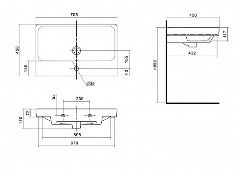 Тумба с раковиной Aquaton Сканди Doors 70 белый 1A2789K0SD010 - 10