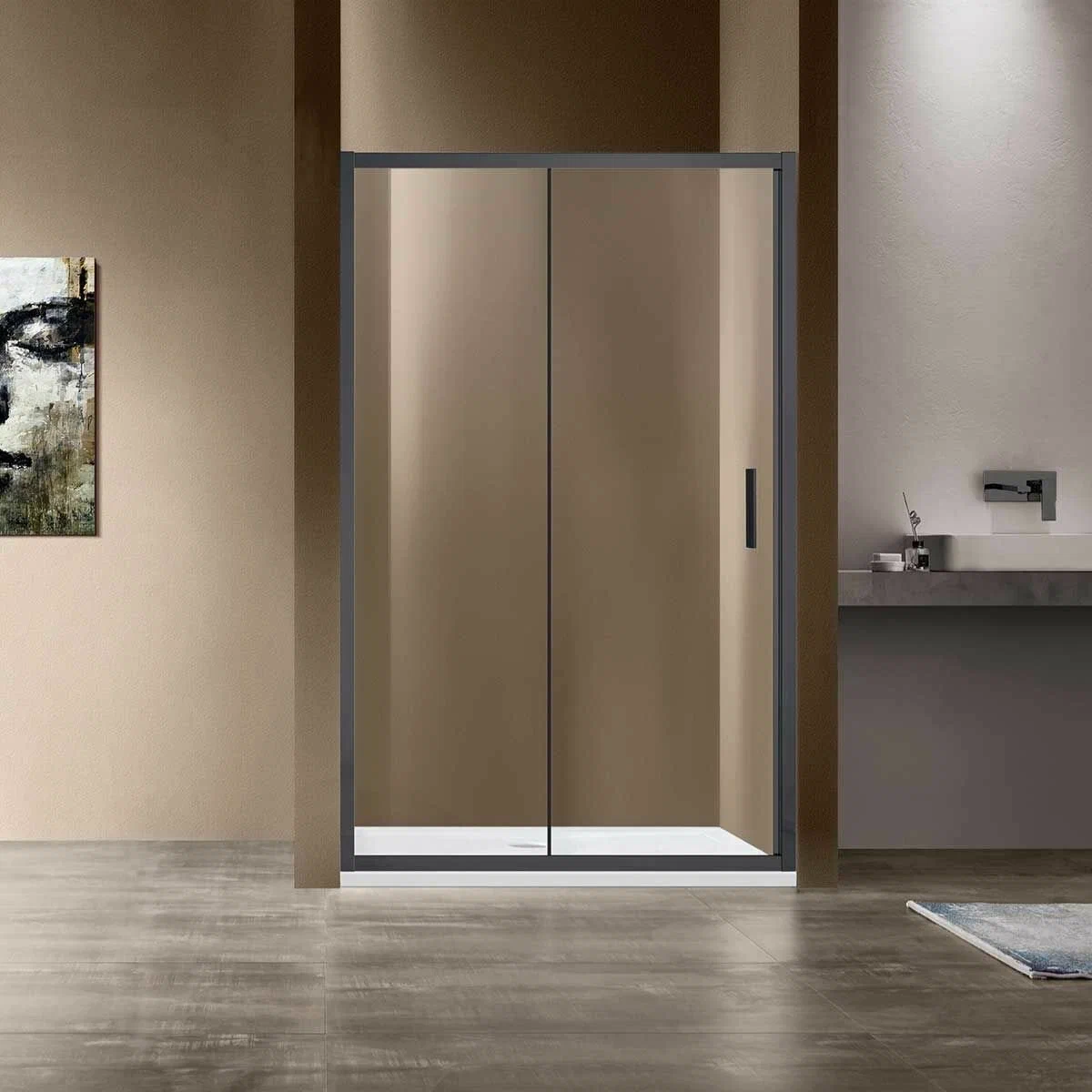 Душевая дверь в нишу Vincea Garda 150х190 профиль сталь стекло прозрачное VDS-1G150CLGM - 0
