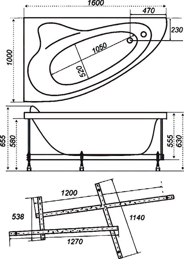 Акриловая ванна Triton Николь 160х100 R, Щ0000048679 - 1