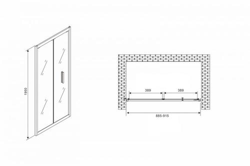 Душевая дверь Abber Sonnenstrand 90 черный, матовый  AG07090B - 2