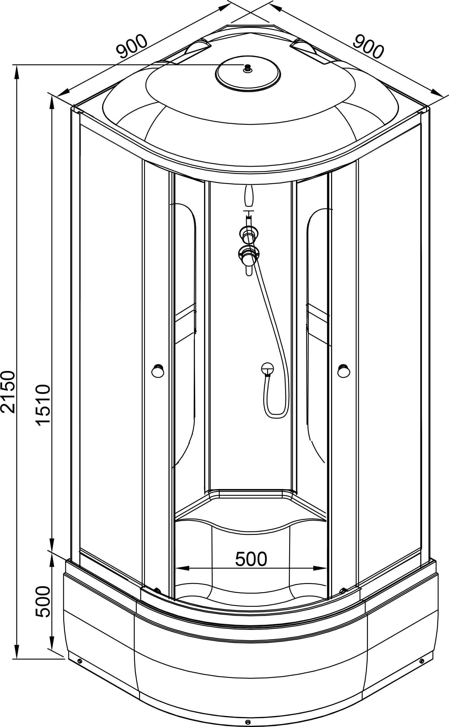 Душевая кабина Deto L 90х90  L690NGM - 15