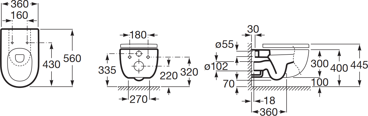 Чаша для унитаза подвесного Roca Meridian 734624L000 - 2