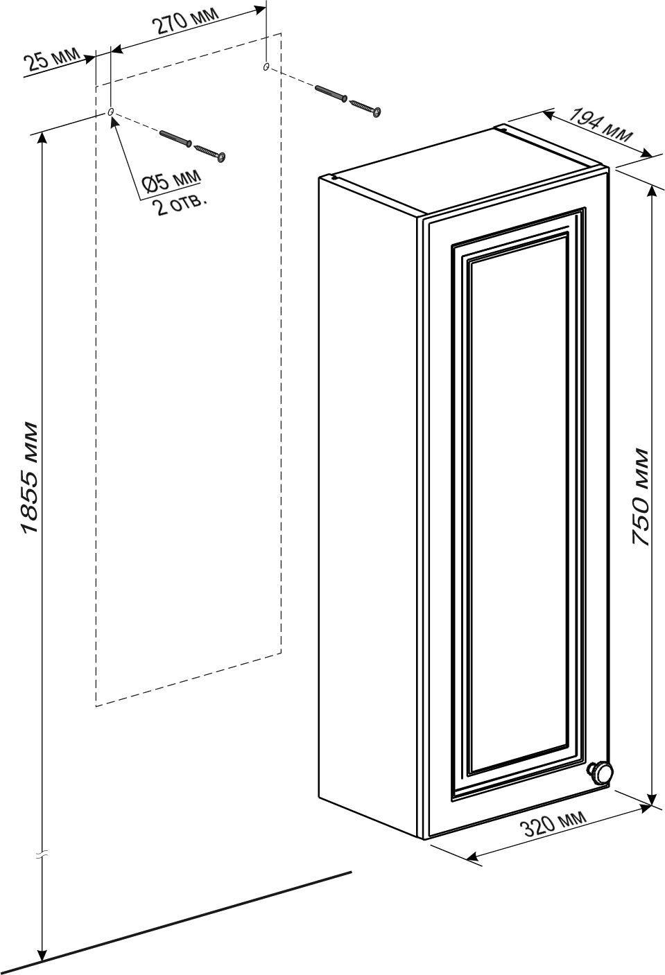 Шкаф Бриклаер Анна 32 L белый 4627125411526 - 3