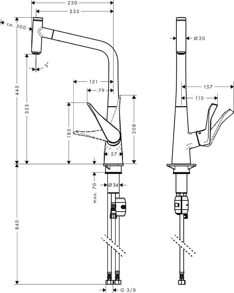 Смеситель Hansgrohe Metris Select 14884800 для кухонной мойки - 5