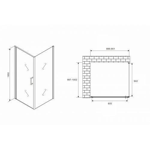 Душевой уголок Abber Sonnenstrand 90х100 хром  AG04090-S100 - 2