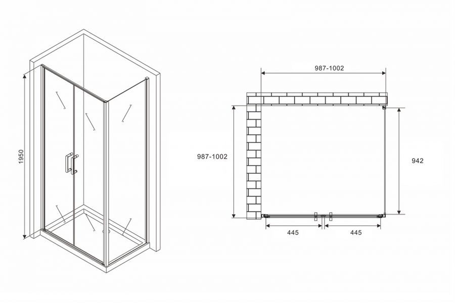 Душевой уголок ABBER Sonnenstrand 100х100 профиль черный  AG04100BC-S100B - 3