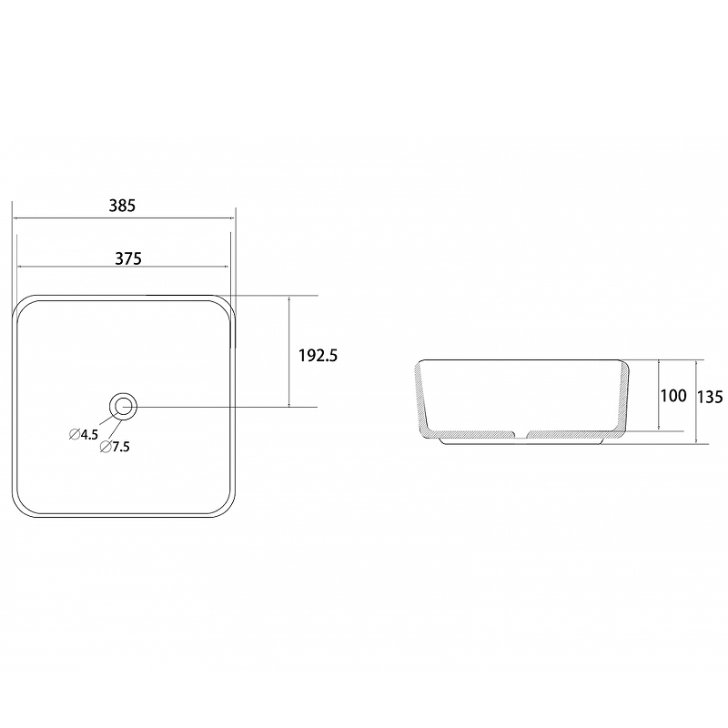 Накладная раковина Abber Rechteck 39 черная матовая AC2211MB - 1