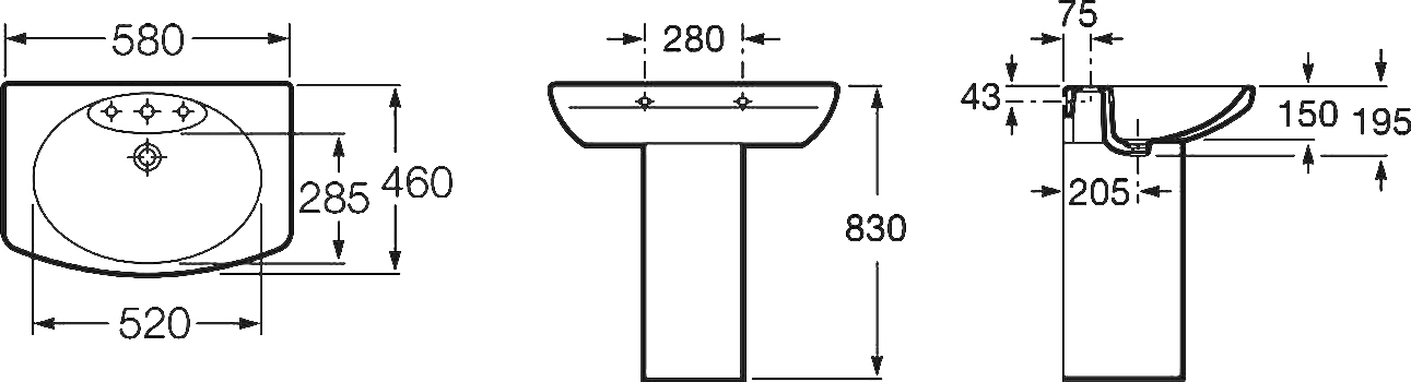 Раковина Roca Dama Senso 327512000 58 см - 3