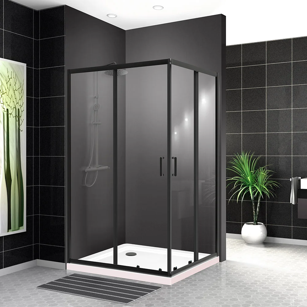 Душевой уголок BelBagno Uno 120х90 профиль черный матовый стекло прозрачное UNO-195-AH-2-120/90-C-NERO - 2