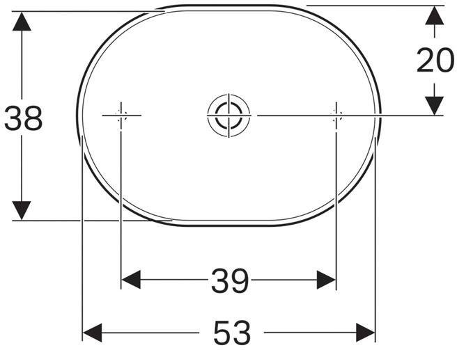 500.774.01.2 VariForm Раковина с установкой на столешницу эллиптической формы, 55х40 см, без отв. под смеситель, без отв. - 3
