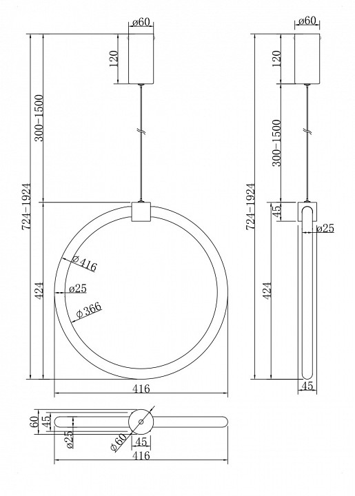 Настенный светильник Maytoni Anillo MOD315CL-L25CH3K - 1