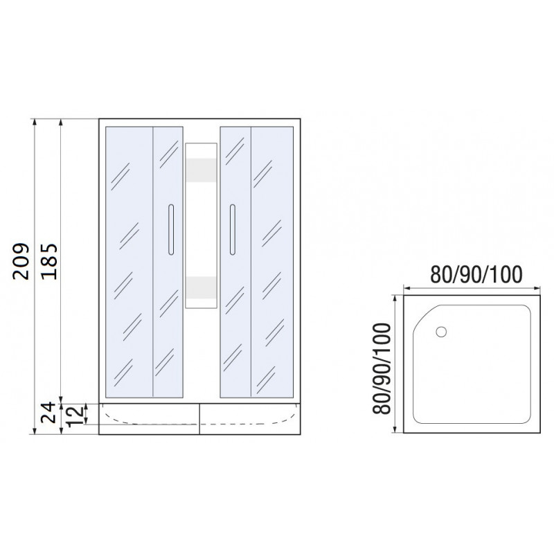Душевое ограждение с поддооном River Morava XL 90/24 MT  10000008324 - 1