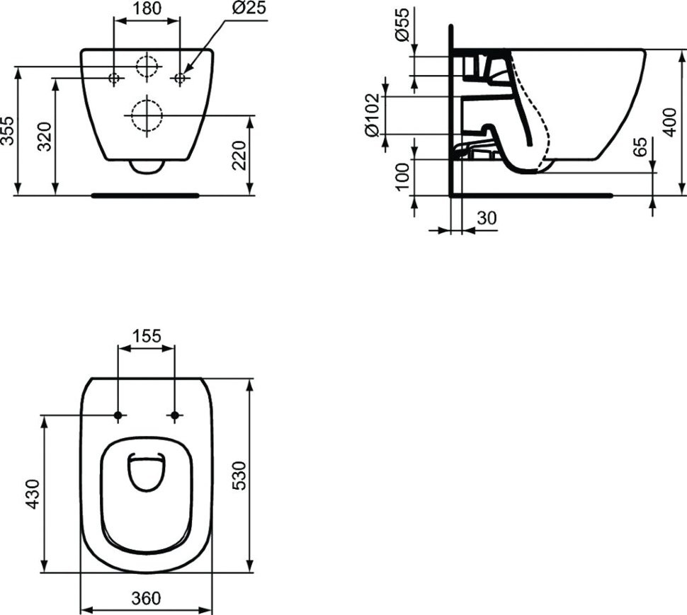 Унитаз подвесной Ideal Standard Tesi aquablade с крышкой, белый (T0079V1) - 2