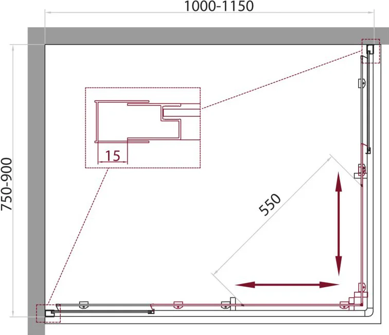 Душевой уголок BelBagno Unique 115x90 профиль хром стекло матовое UNIQUE-AH-2-100/115-75/90-M-Cr - 1