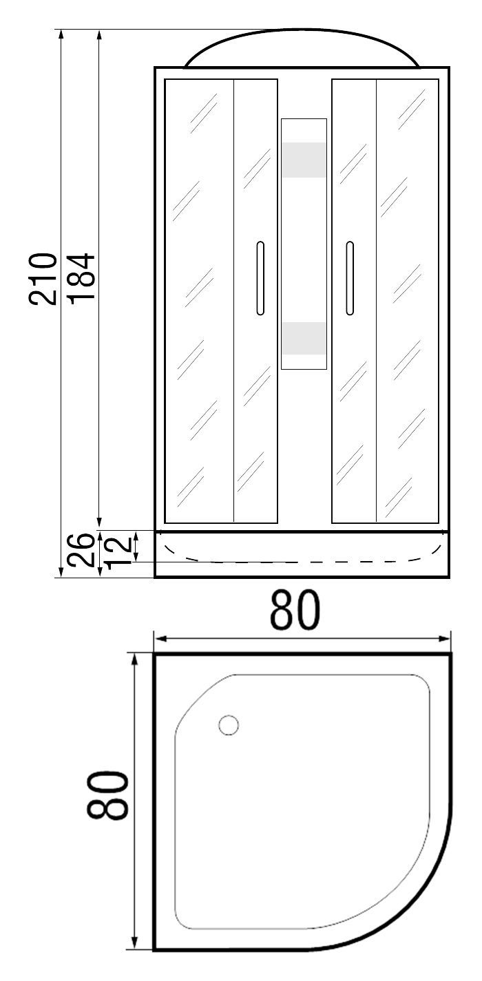 Душевая кабина с поддоном River Rein 80/26 МТ  10000002414 - 1