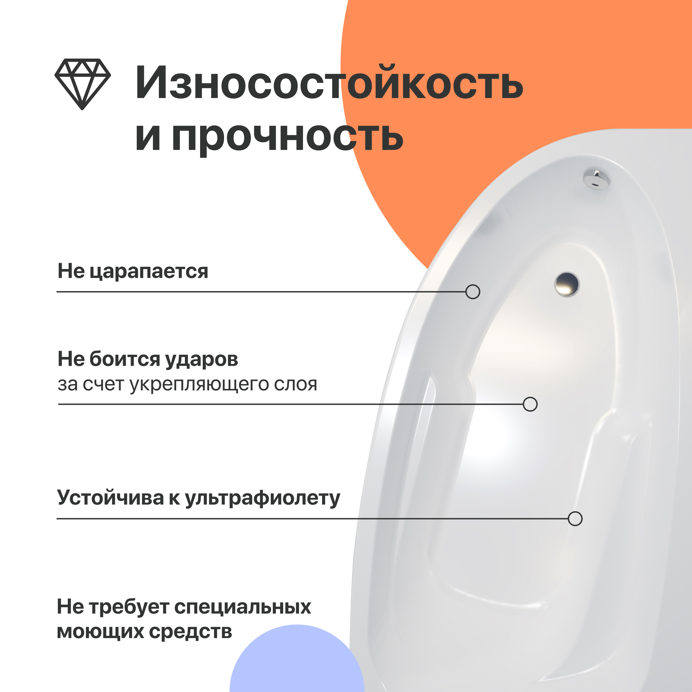 Акриловая ванна DIWO Валдай 170x95 L с каркасом 567966 - 2