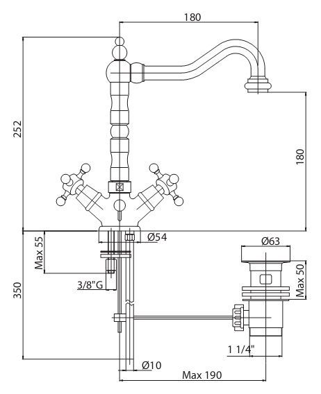 Смеситель Cezares Golf GOLF-LS2-03 для раковины - 1