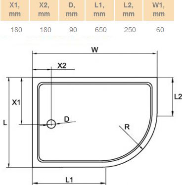 Поддон для душа Cezares Tray R550 120х80 см акриловый L TRAY-A-RH-120/80-550-15-W-L - 2