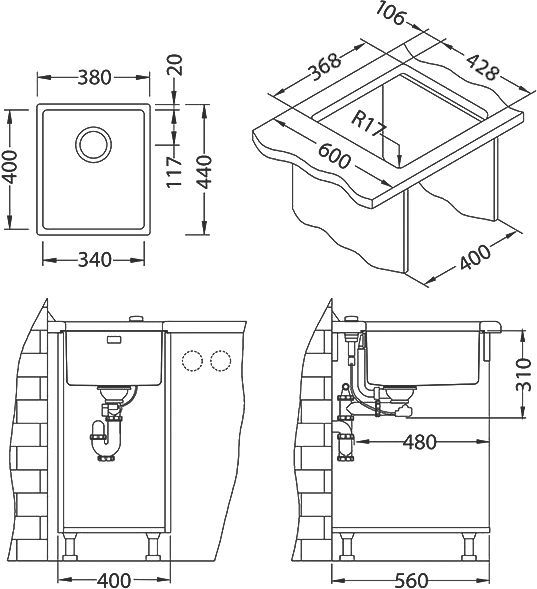 Мойка кухонная Alveus Kombino 20 брашированная 1118878 - 3