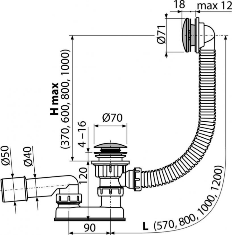 Слив-перелив AlcaPlast A504CKM - 1