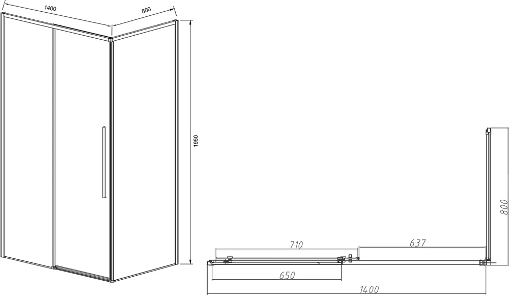 Душевой уголок Vincea Slim-N 140х80 профиль хром стекло прозрачное VSR-4SN8014CL - 5