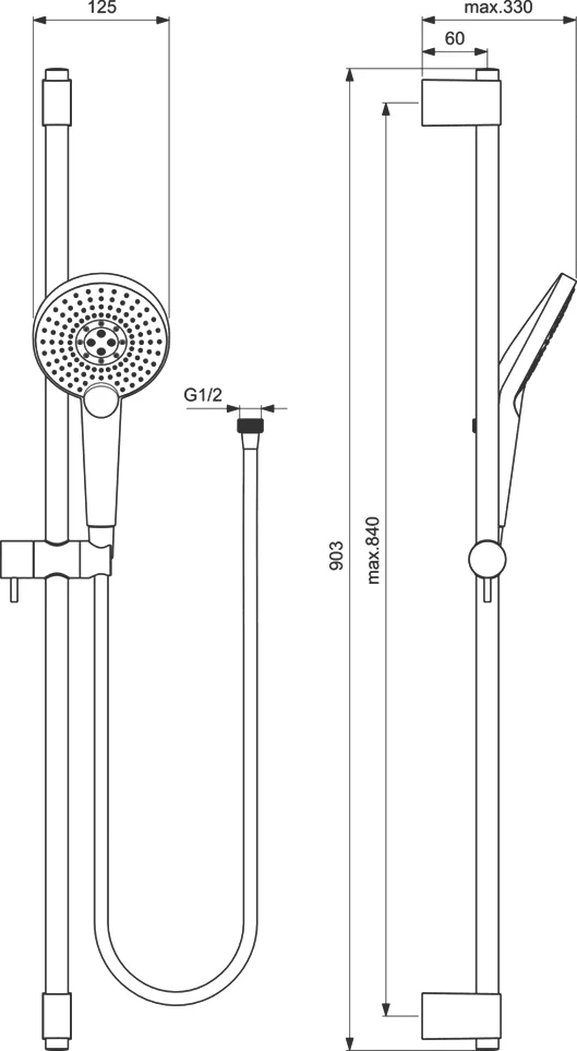 Душевой гарнитур Ideal Standard IdealRain хром B1763AA - 3