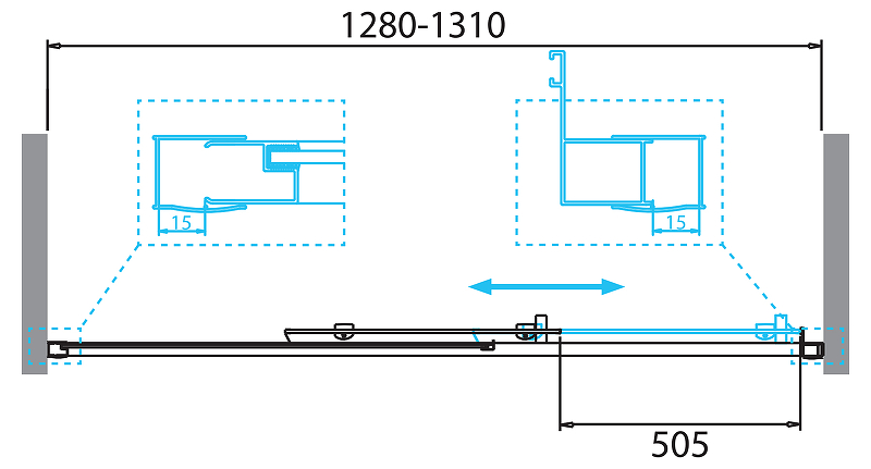 Душевая дверь BelBagno Due 130 хром  DUE-BF-1-130-C-Cr - 2