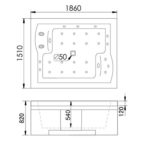 Акриловая ванна Gemy 186х151 белый  G9052 II O R - 3