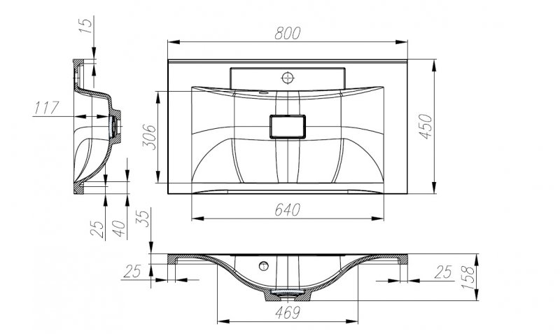 Тумба под раковину Belbagno Marino 80 темное дерево MARINO-800-2C-SO-RCA-P - 22