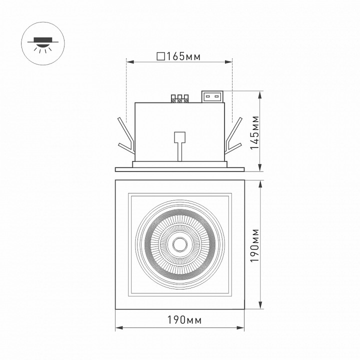 Встраиваемый светодиодный светильник Arlight CL-Kardan-S190x190-25W Warm3000 024985 - 4