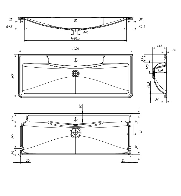 Раковина BelBagno 120х45.5 черный матовый  BB1200/455-LV-ART-ALR-NERO - 2