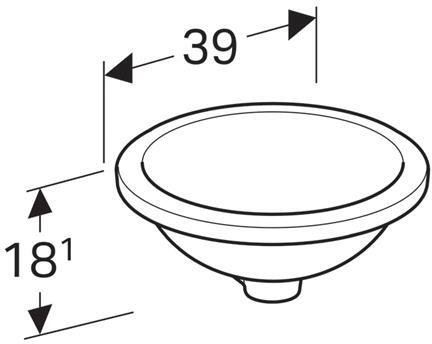 500.746.01.2 Geberit VariForm Раковина с установкой под столешницу круглой формы, D1=33 см, без отв. под смеситель, без отв. перелива - 3