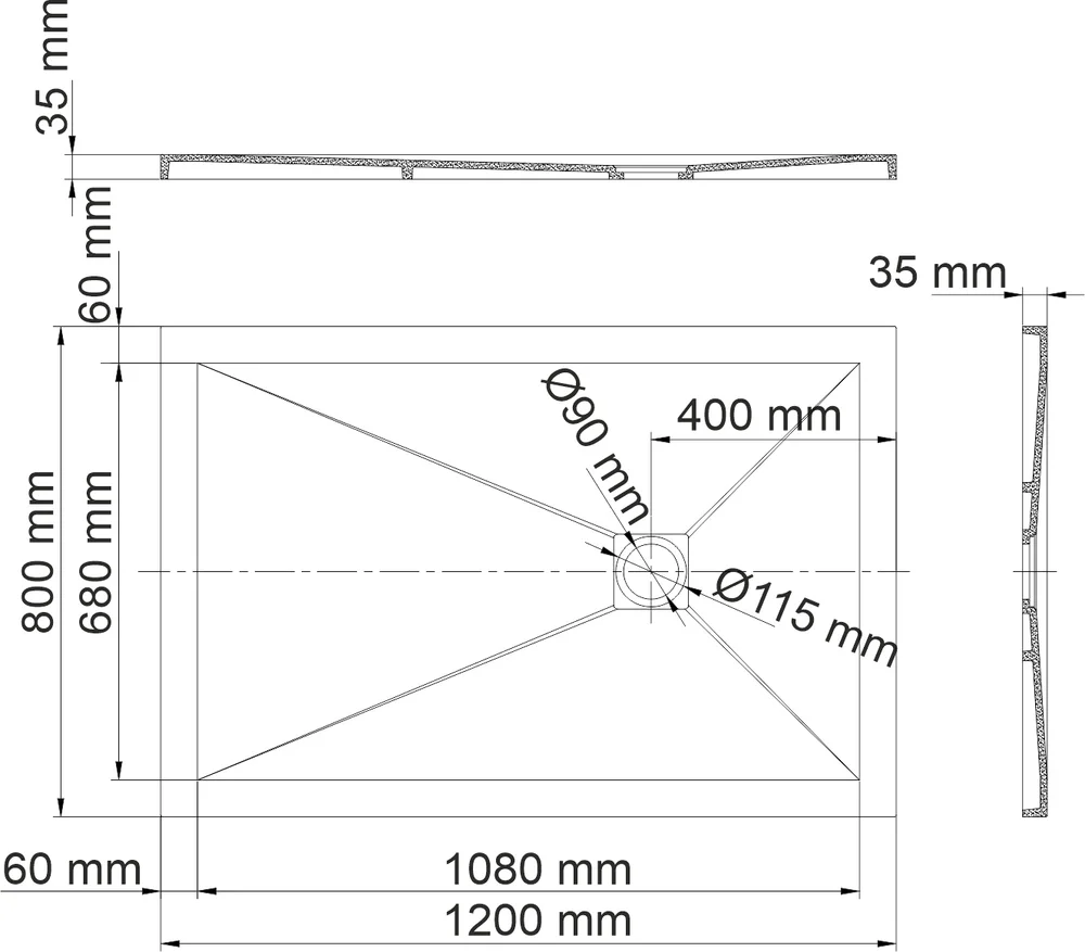Поддон для душа Wasserkraft Aller 120х80 белый 10T06 - 1