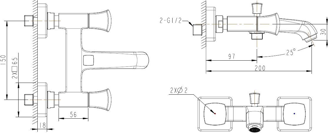 Смеситель Bravat Whirlpool F678112C-01 для ванны с душем - 4