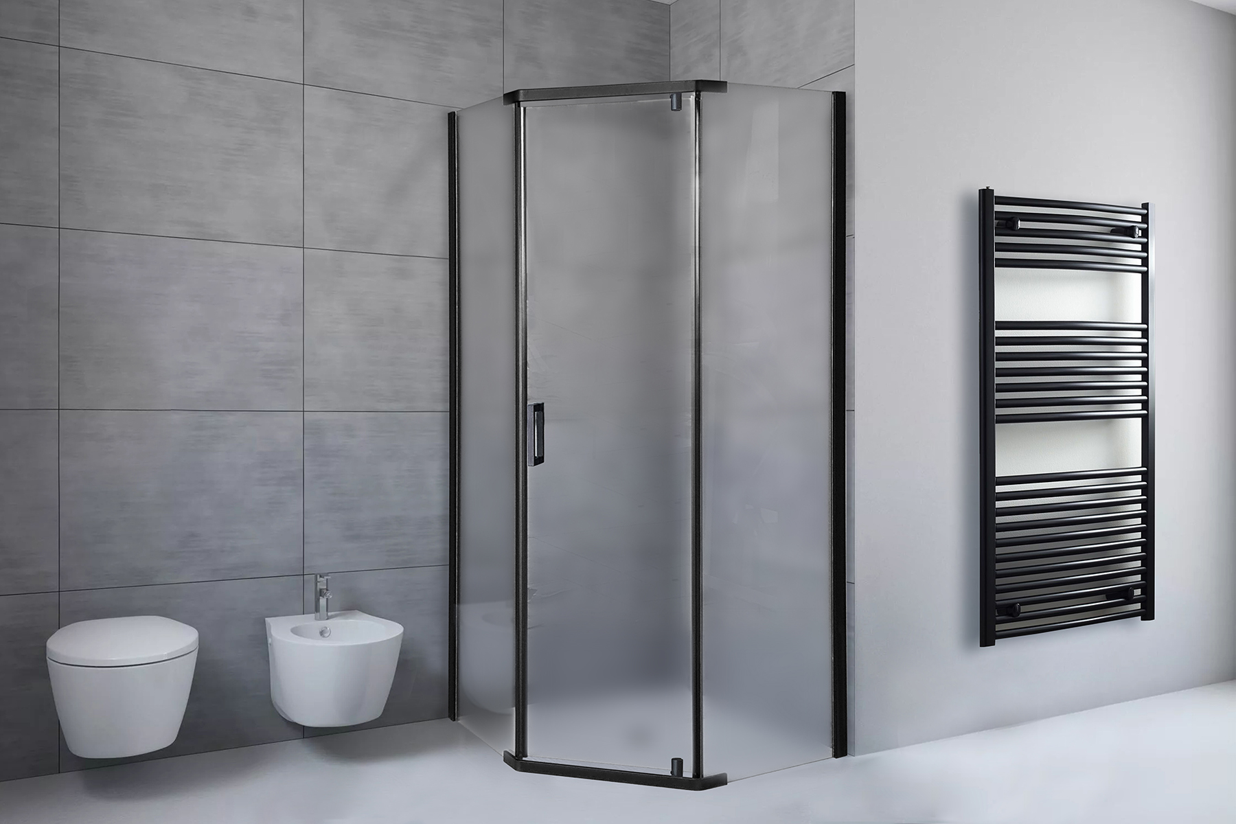 Душевой уголок Royal Bath TR 90х110 профиль черный стекло матовое RB1190TR-C-BL - 1