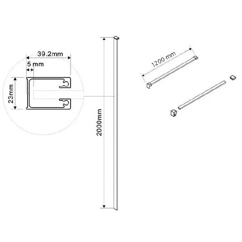 Пристенный профиль для душевой перегородки Vincea Walk-In хром VHW-1W - 1