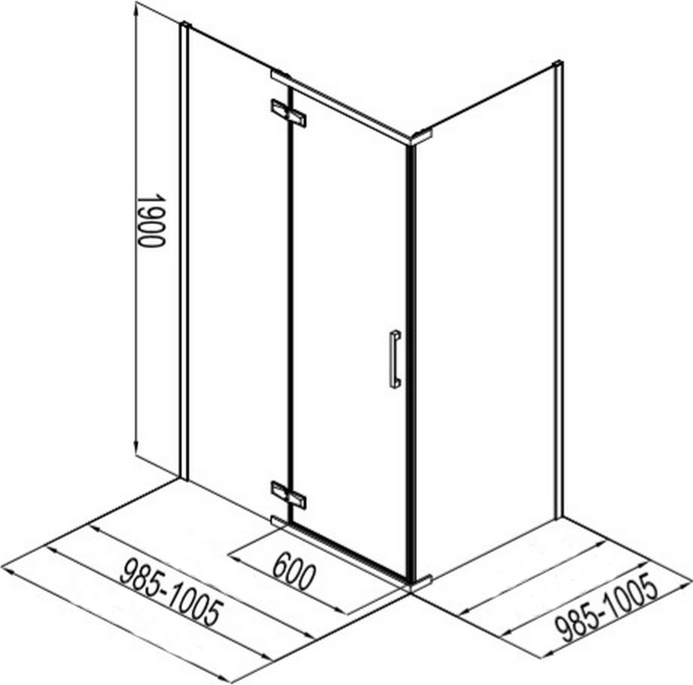 AE32-S-100x100U-CT Aquanet Logic  C1000, ограждение 1000х1000мм, хром, прозр.6мм (243625) - 2