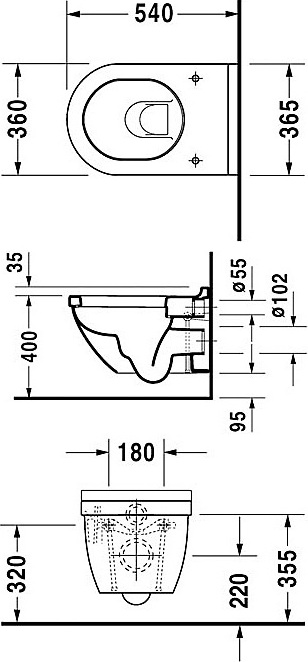 Унитаз подвесной Duravit Starck 3 2225090000 - 4