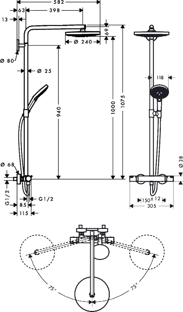 Душевая стойка Hansgrohe Raindance Select S 240 2jet 27129000 Showerpipe - 8