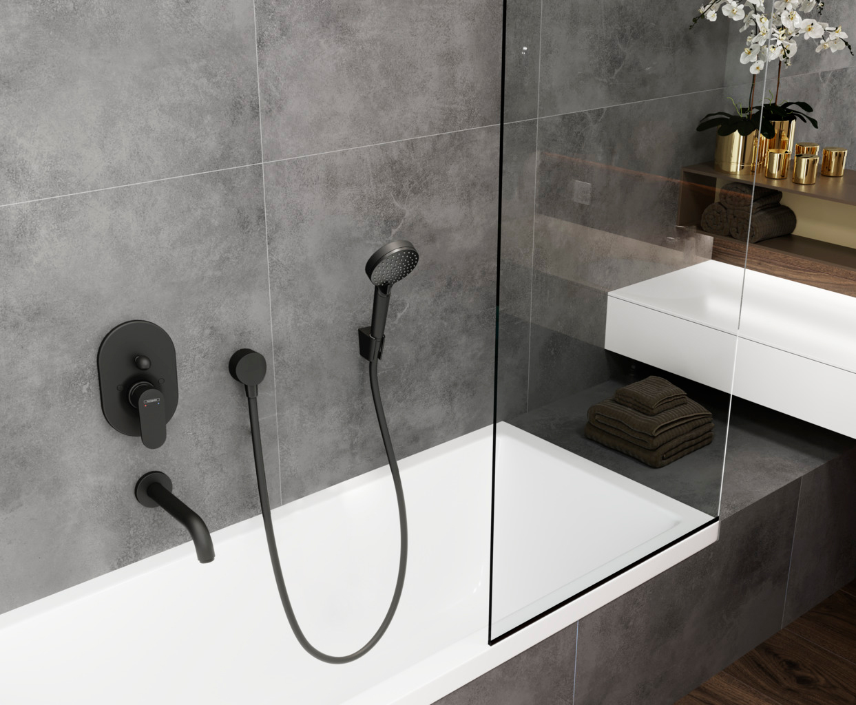 Излив Hansgrohe Vernis Blend 71420670 для ванны, черный - 1