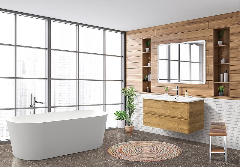 Тумба с раковиной BelBagno Albano 105 светлое дерево - 8