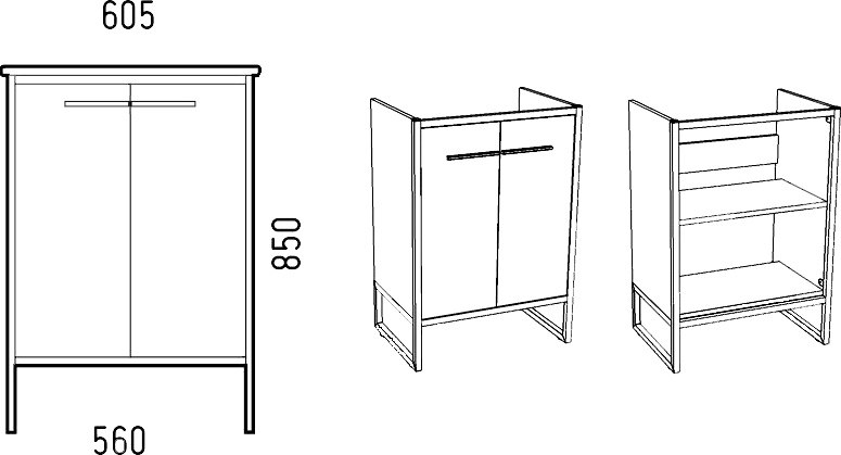 Тумба с раковиной Corozo Айрон 60 - 3