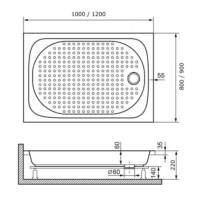 Поддон для душа RGW Lux TN 120x80 16180282-21 - 2