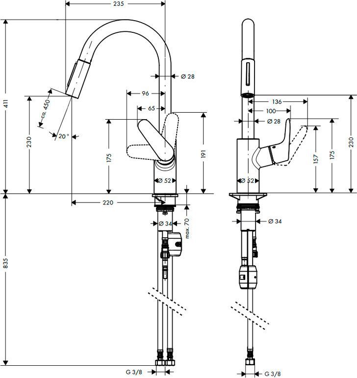 Смеситель Hansgrohe Focus 31815800 для кухонной мойки - 2