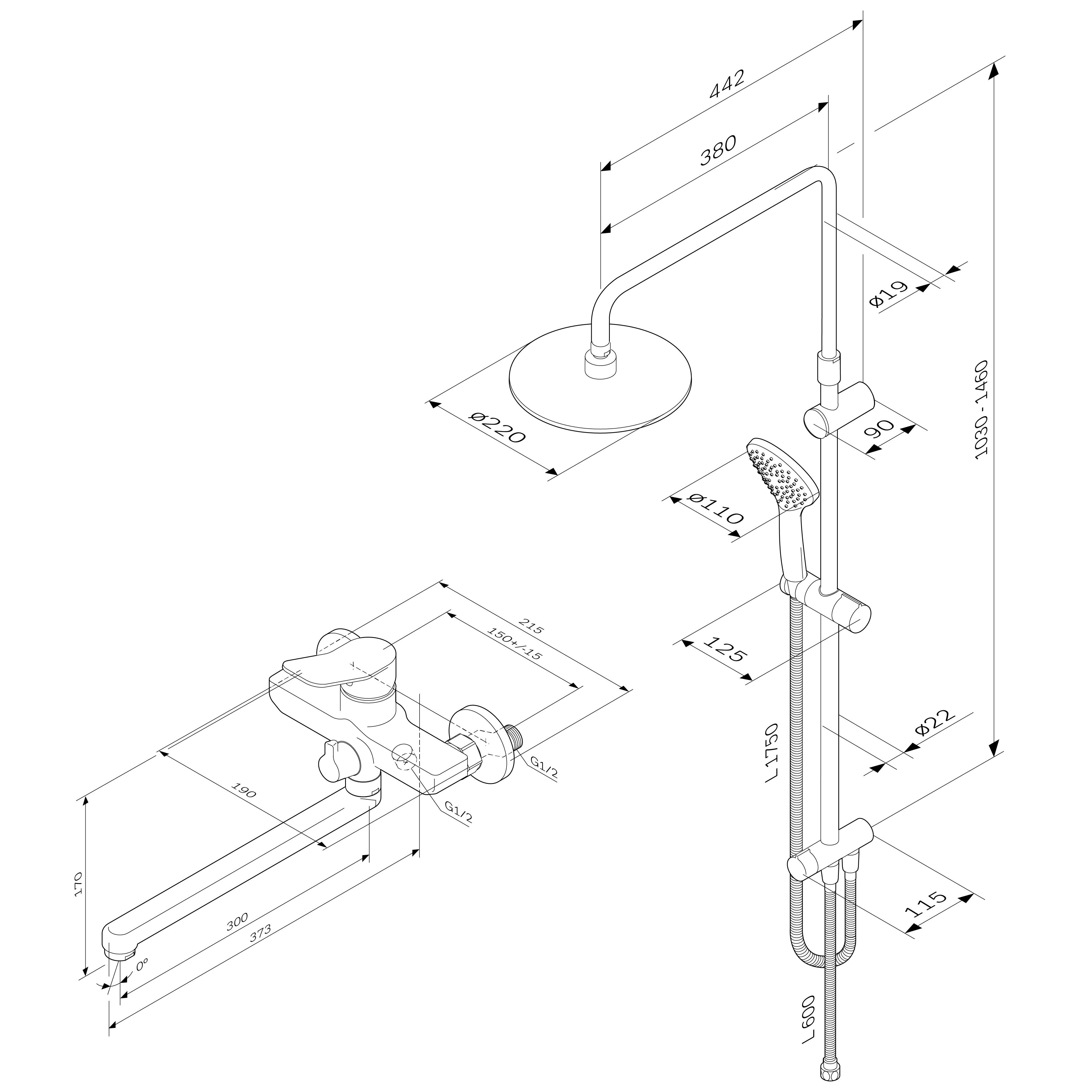 Душевой комплект AM.PM X-Joy F40885A94 для ванны с душем - 1