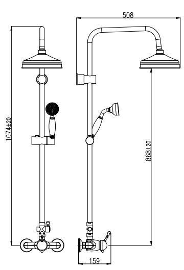 Душевая стойка Rav Slezak Labe черный матовый  L581.5/3CMAT - 1