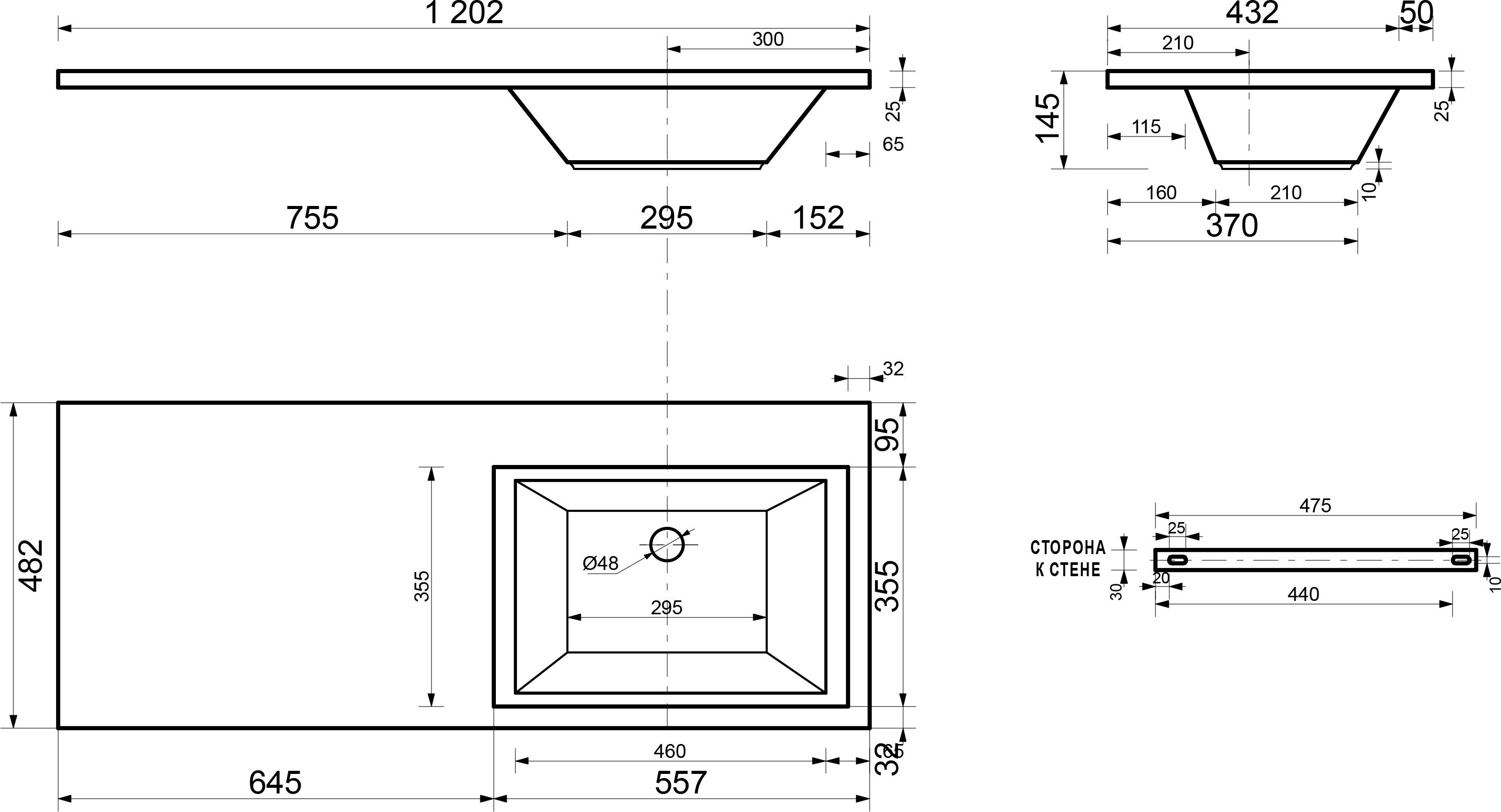 Мебельная раковина Style Line Даллас 120 R СС-00000394 - 9