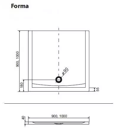 Душевой поддон Excellent Forma 100х100 белый BREX.FOR10WHN - 1